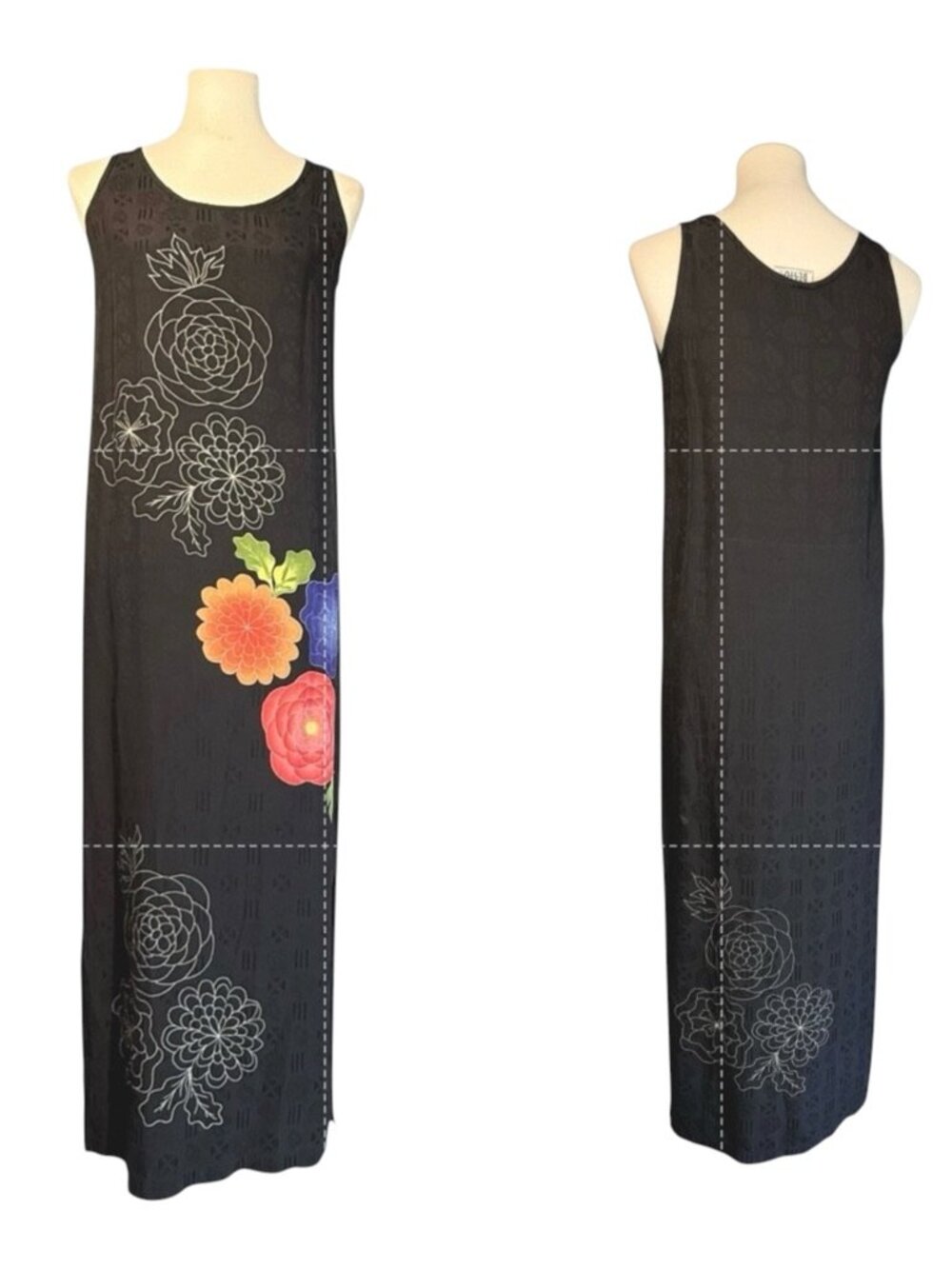 Vintage 1990s Chico's 100% Silk Maxi Floral Dress Small